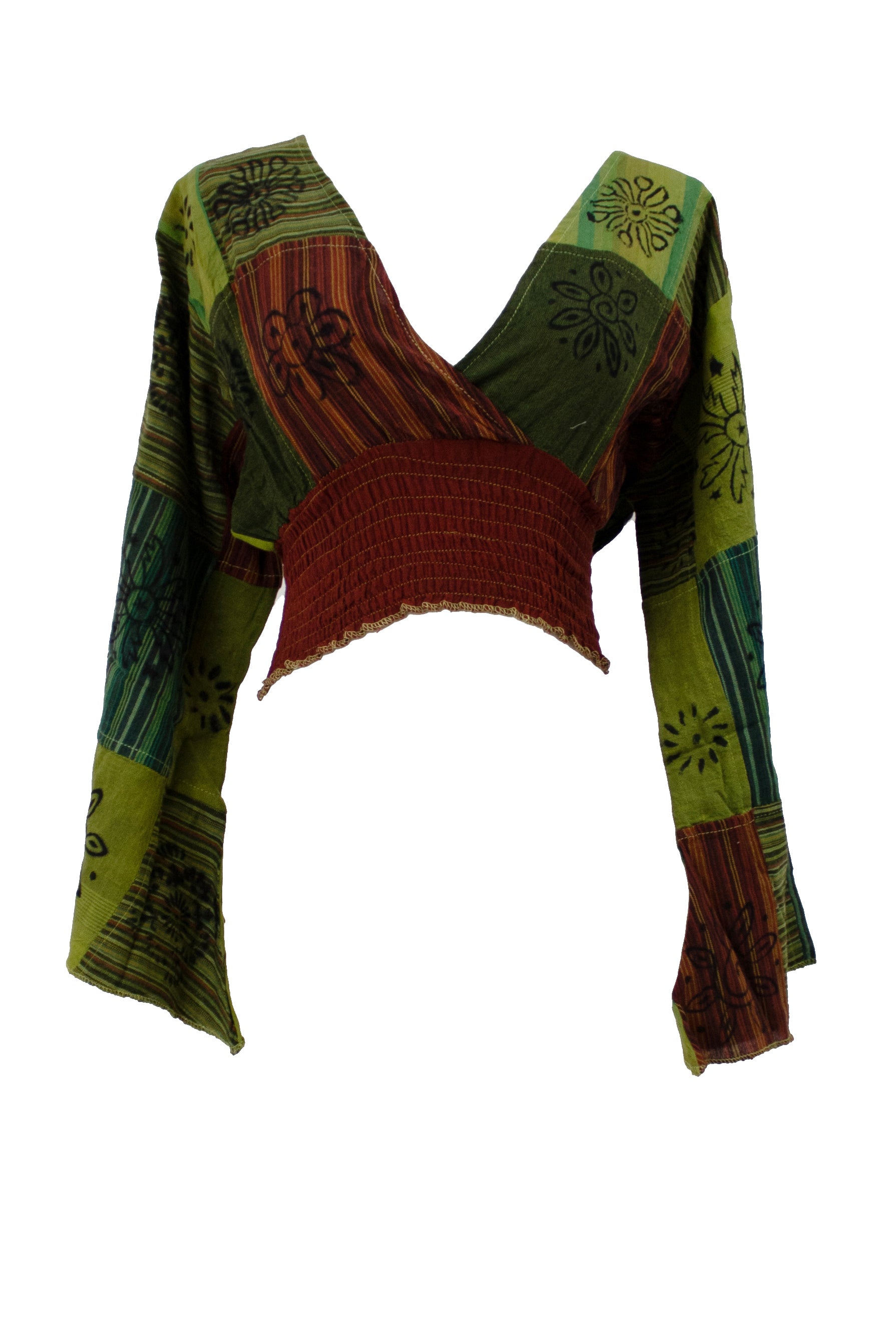 Bohemian Patchwork Bell-Sleeve Top