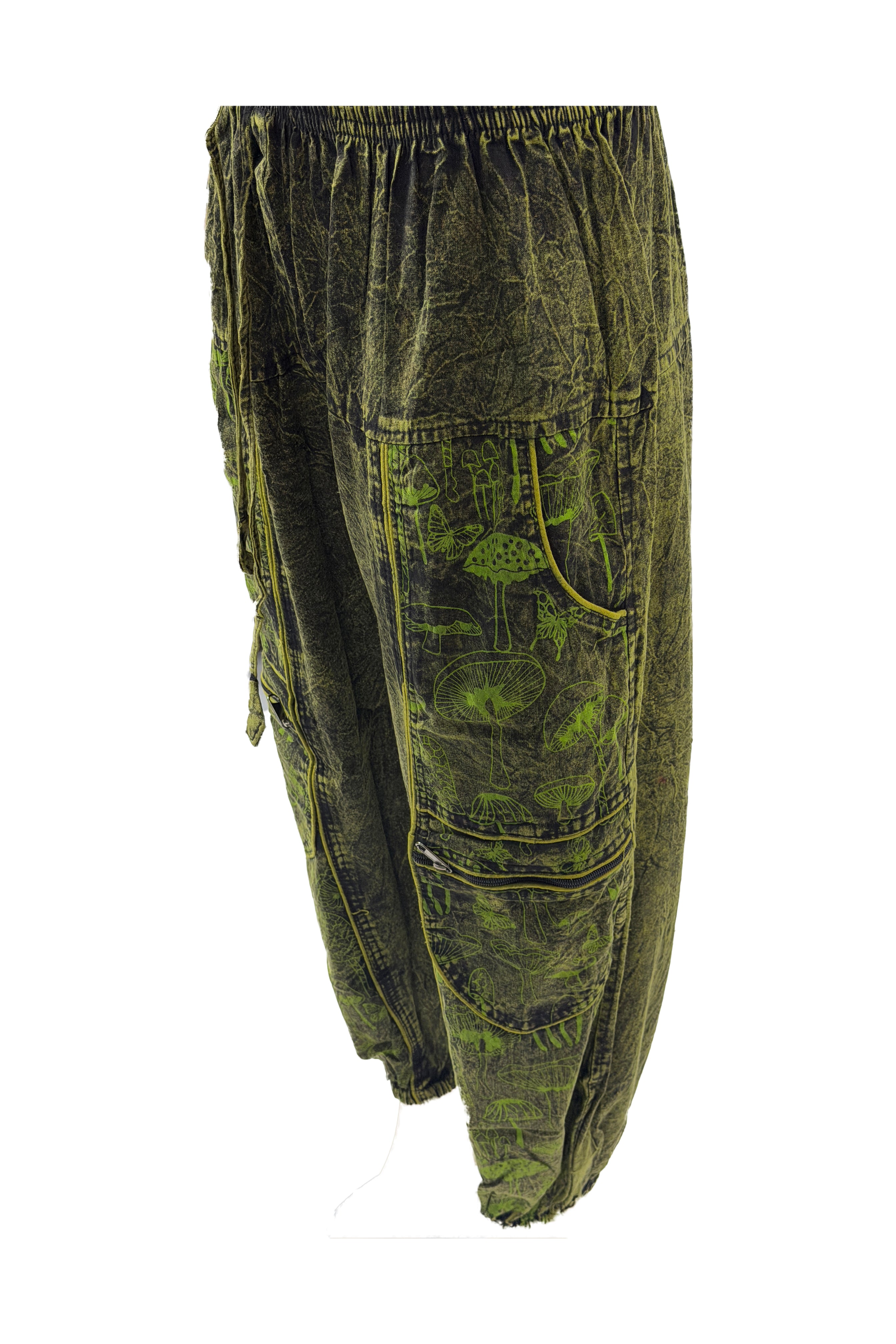 Boho Mushroom cotton Harem Pants – Acid Wash Cargo Joggers