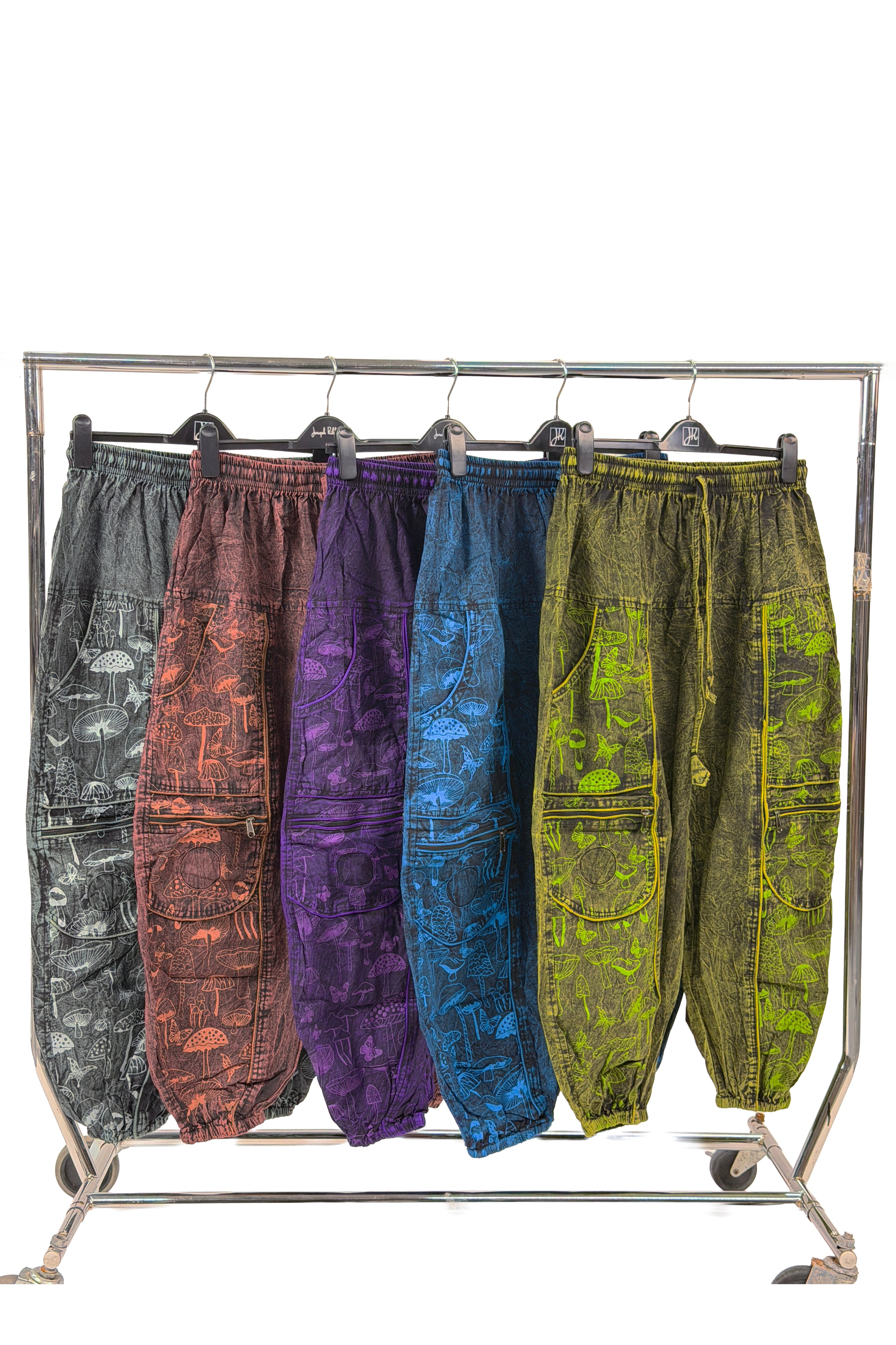 Boho Mushroom cotton Harem Pants – Acid Wash Cargo Joggers