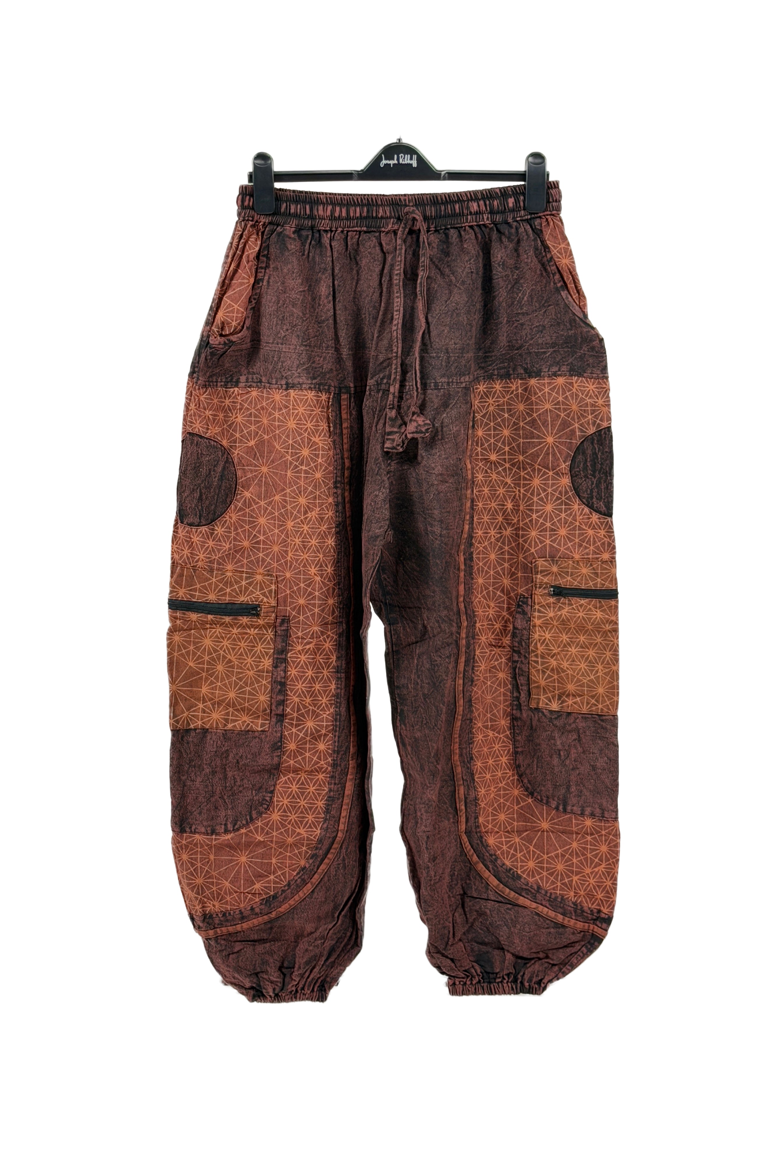 Boho Geometry Harem Pants – Acid Wash Cargo Joggers