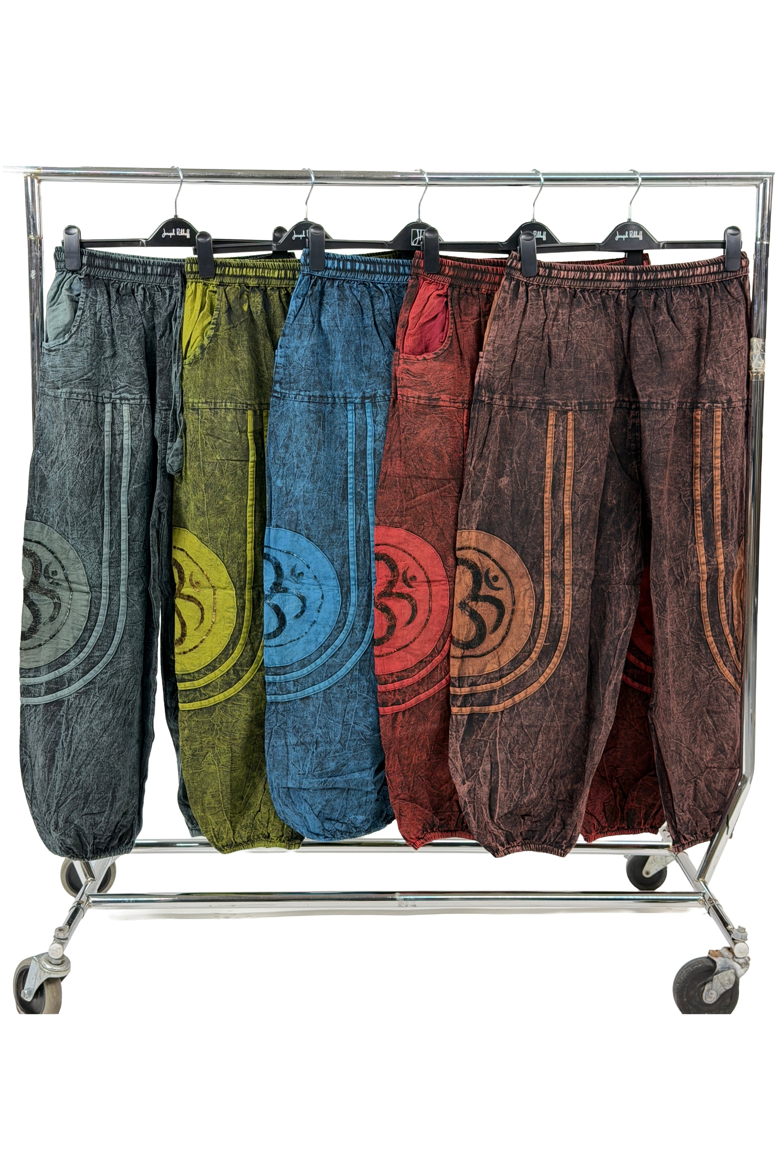 Boho Om Symbol Cotton Harem Pants – Acid Wash Yoga Joggers