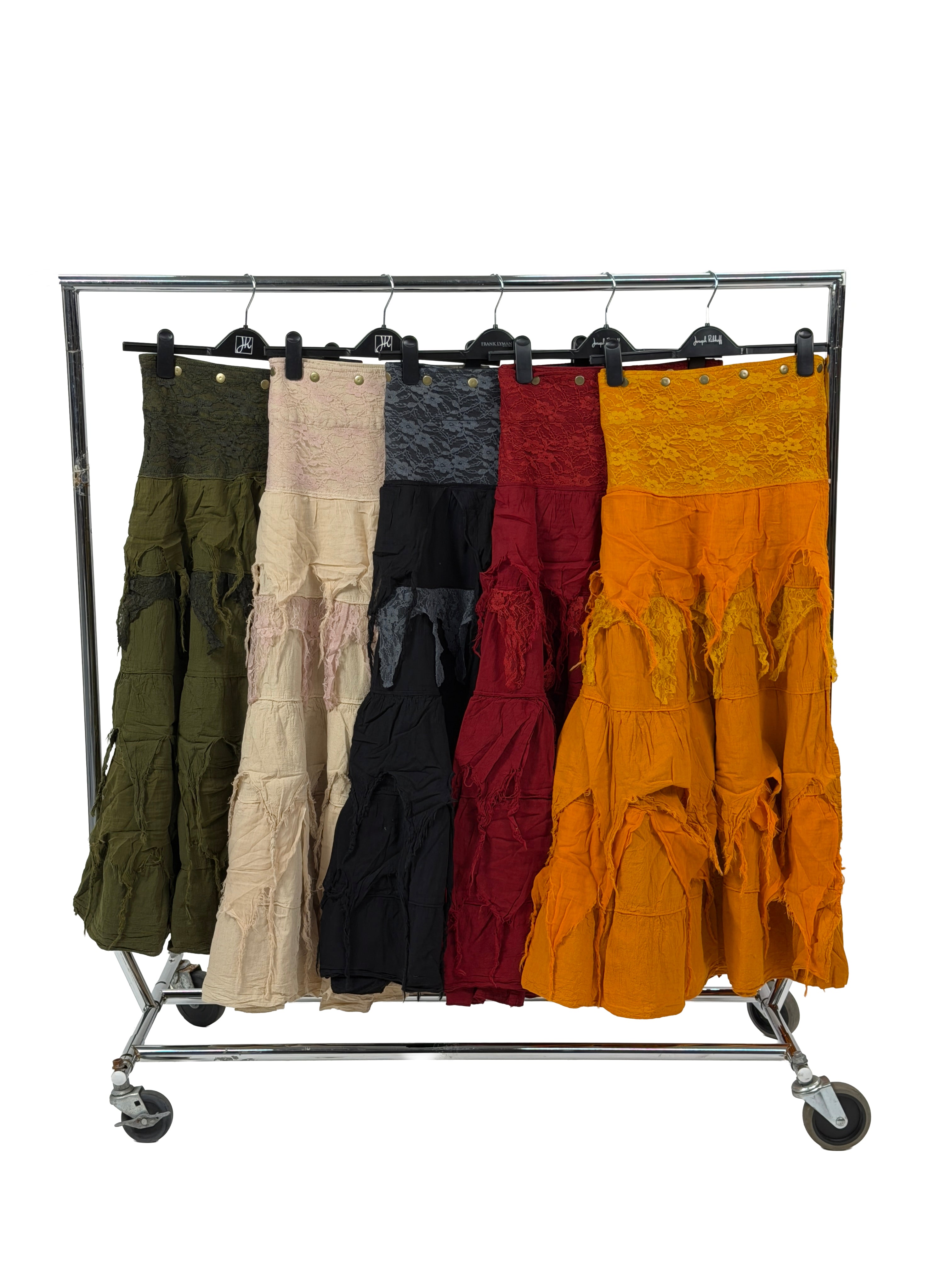 Himalayan Moon Button-Wrap Cotton Skirt