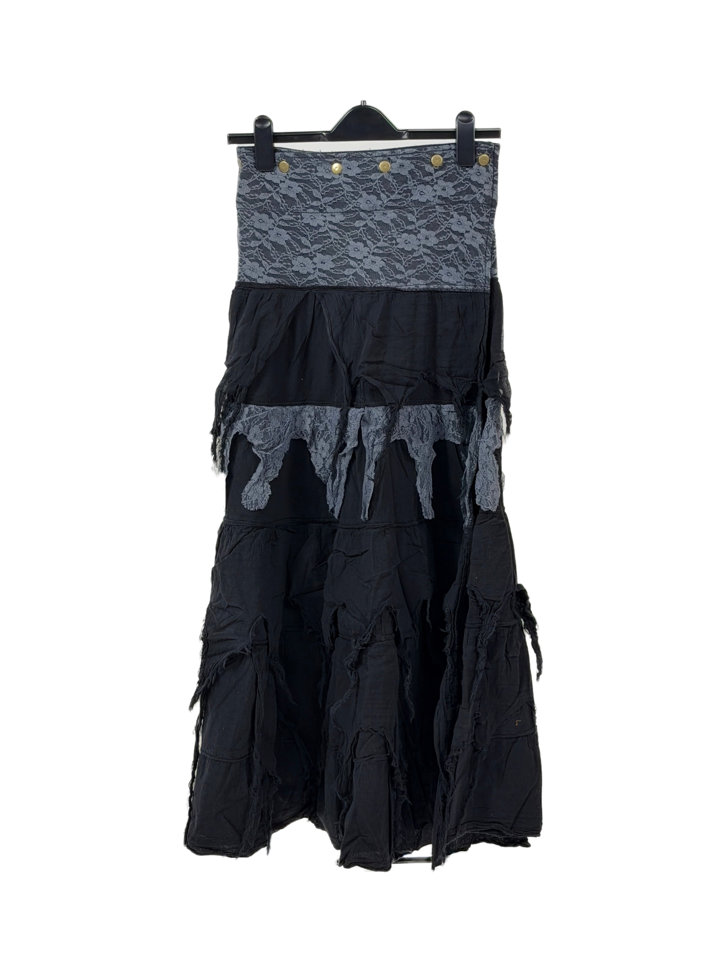 Himalayan Moon Button-Wrap Cotton Skirt