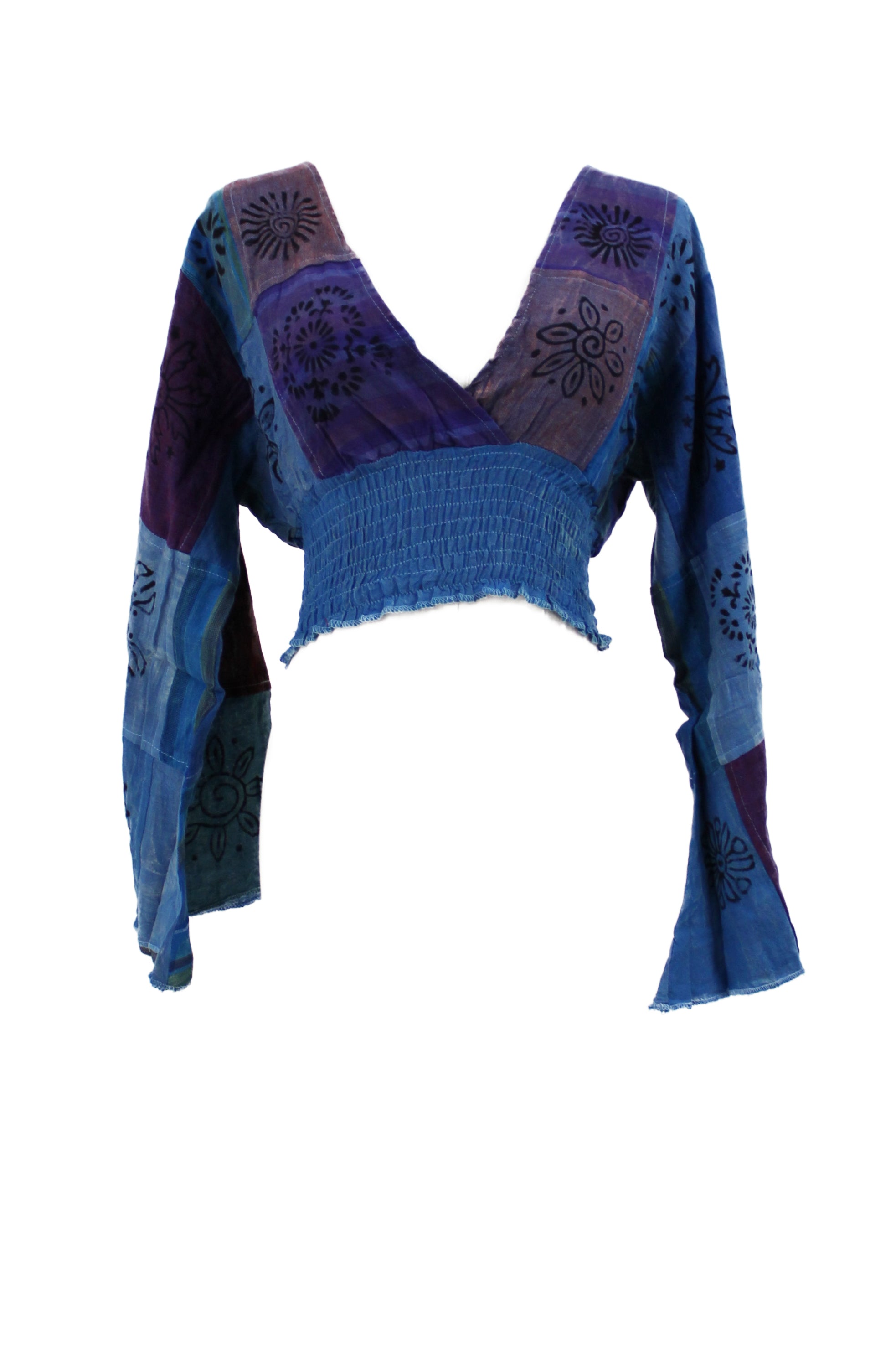 Bohemian Patchwork Bell-Sleeve Top