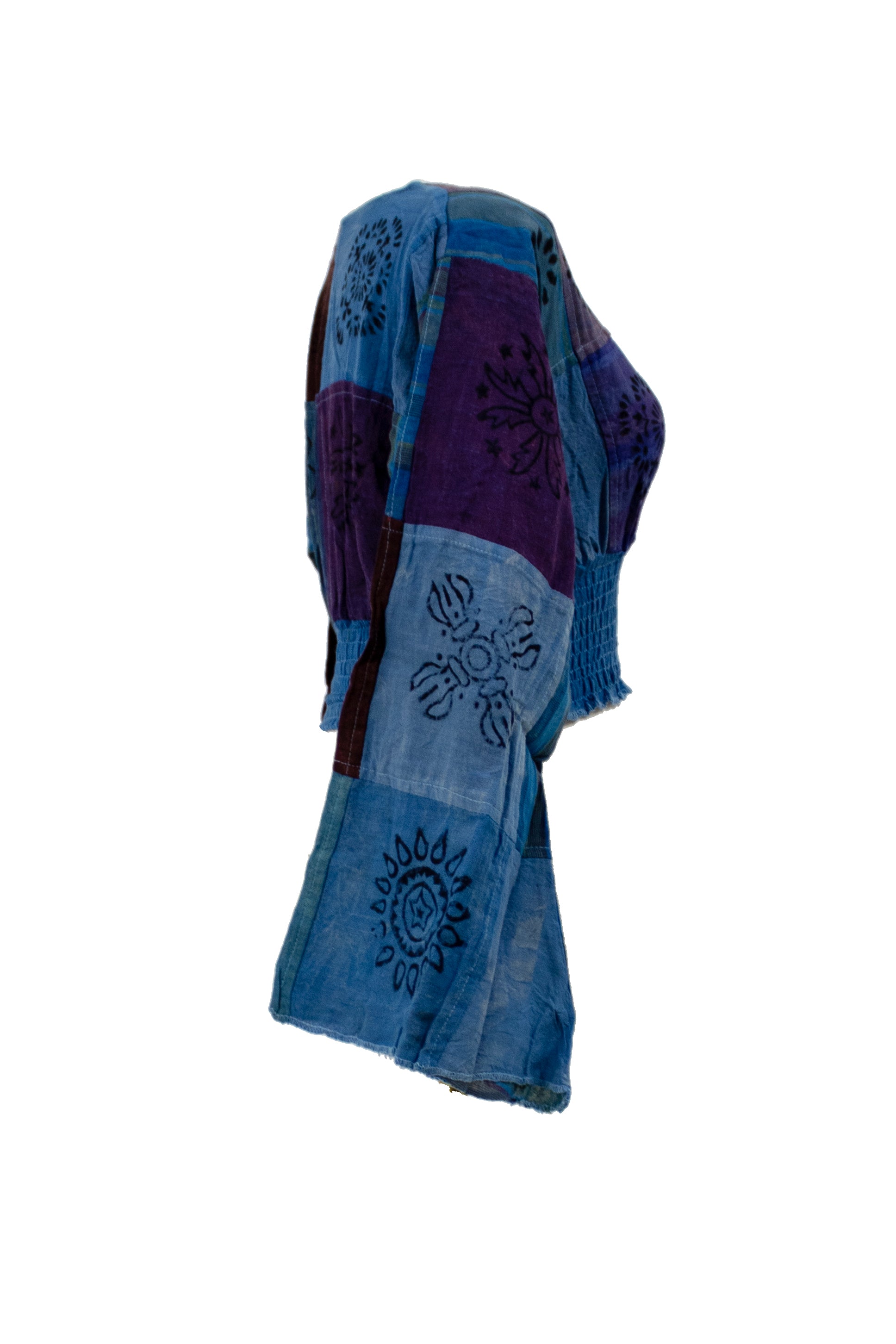 Bohemian Patchwork Bell-Sleeve Top