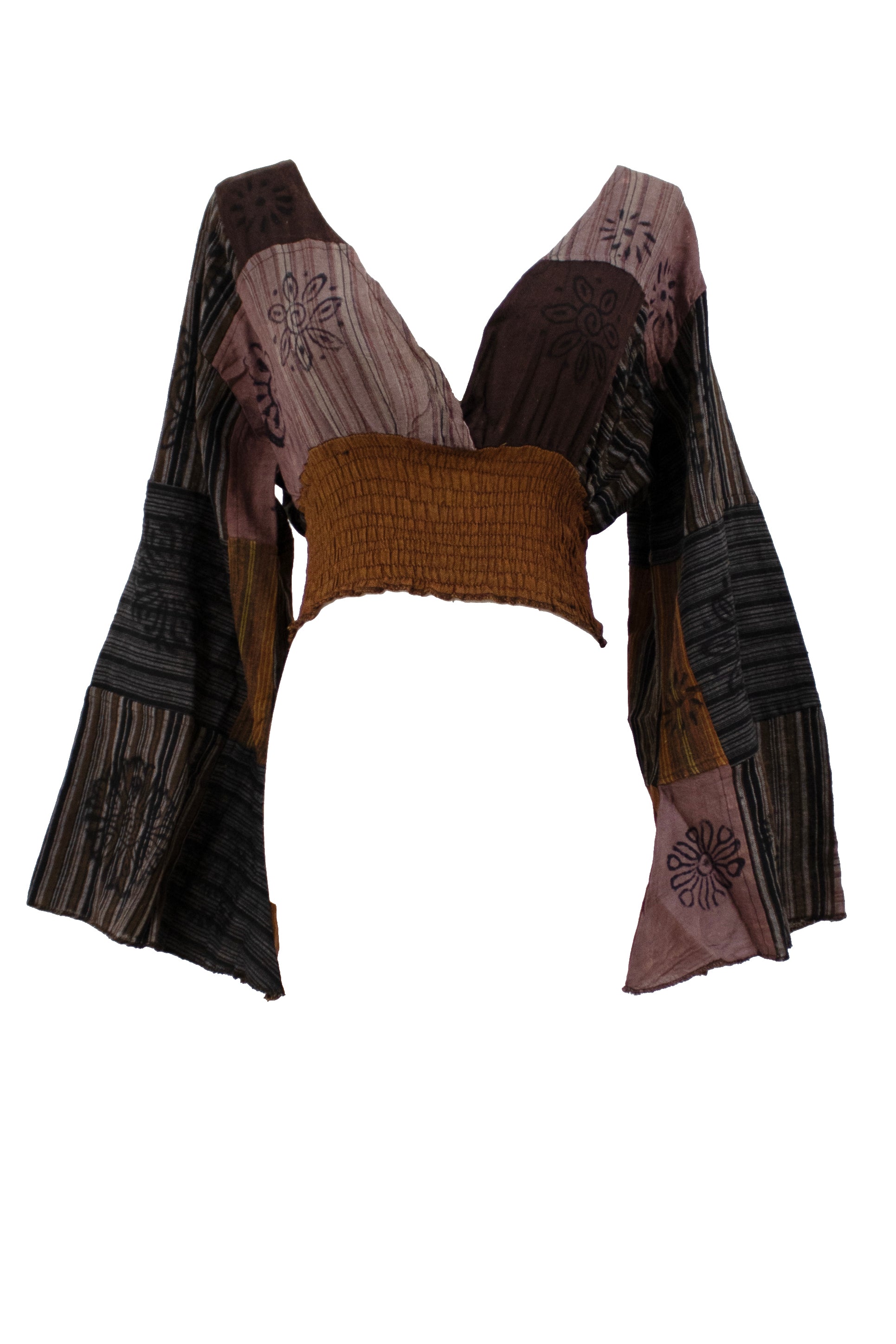 Bohemian Patchwork Bell-Sleeve Top