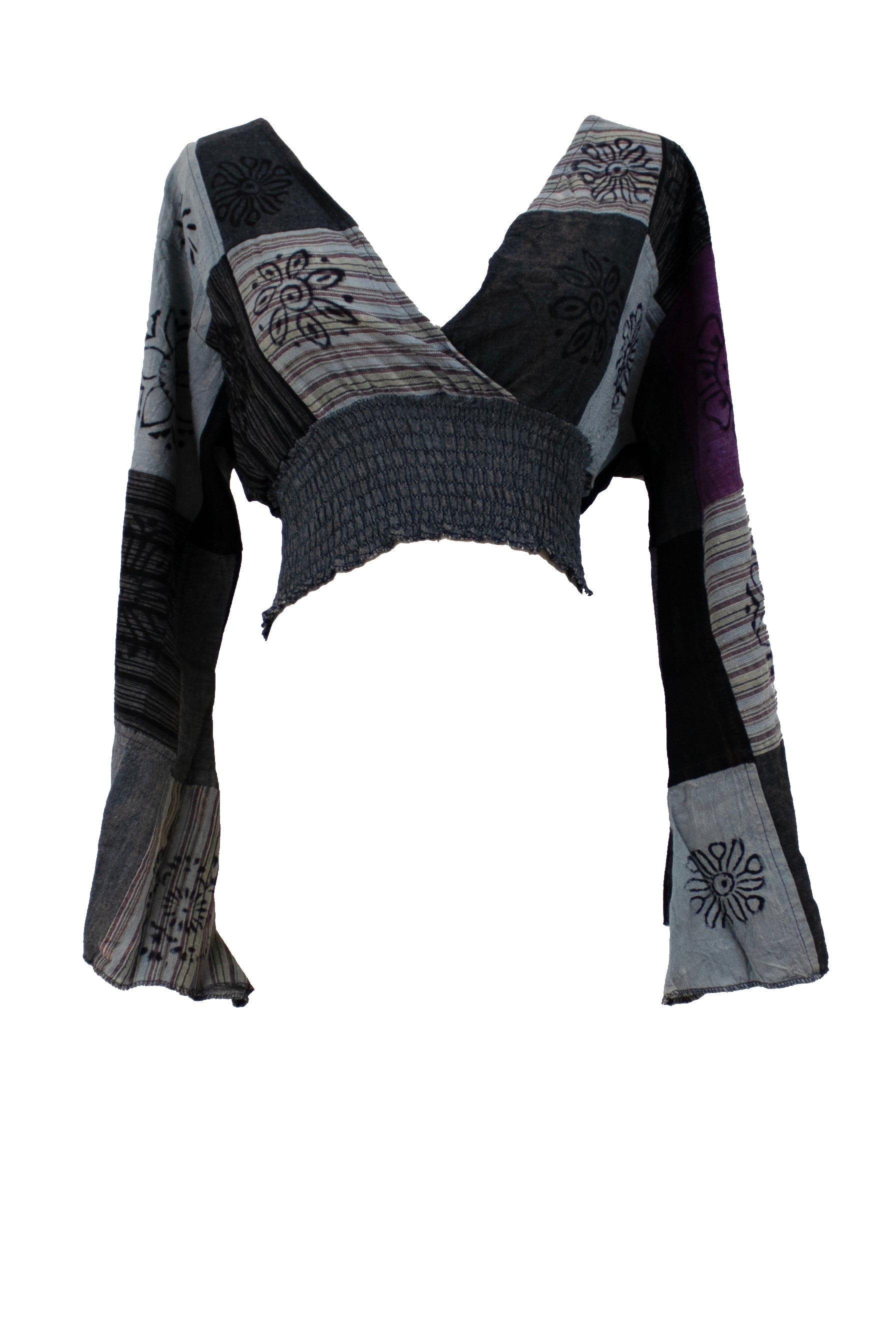 Bohemian Patchwork Bell-Sleeve Top