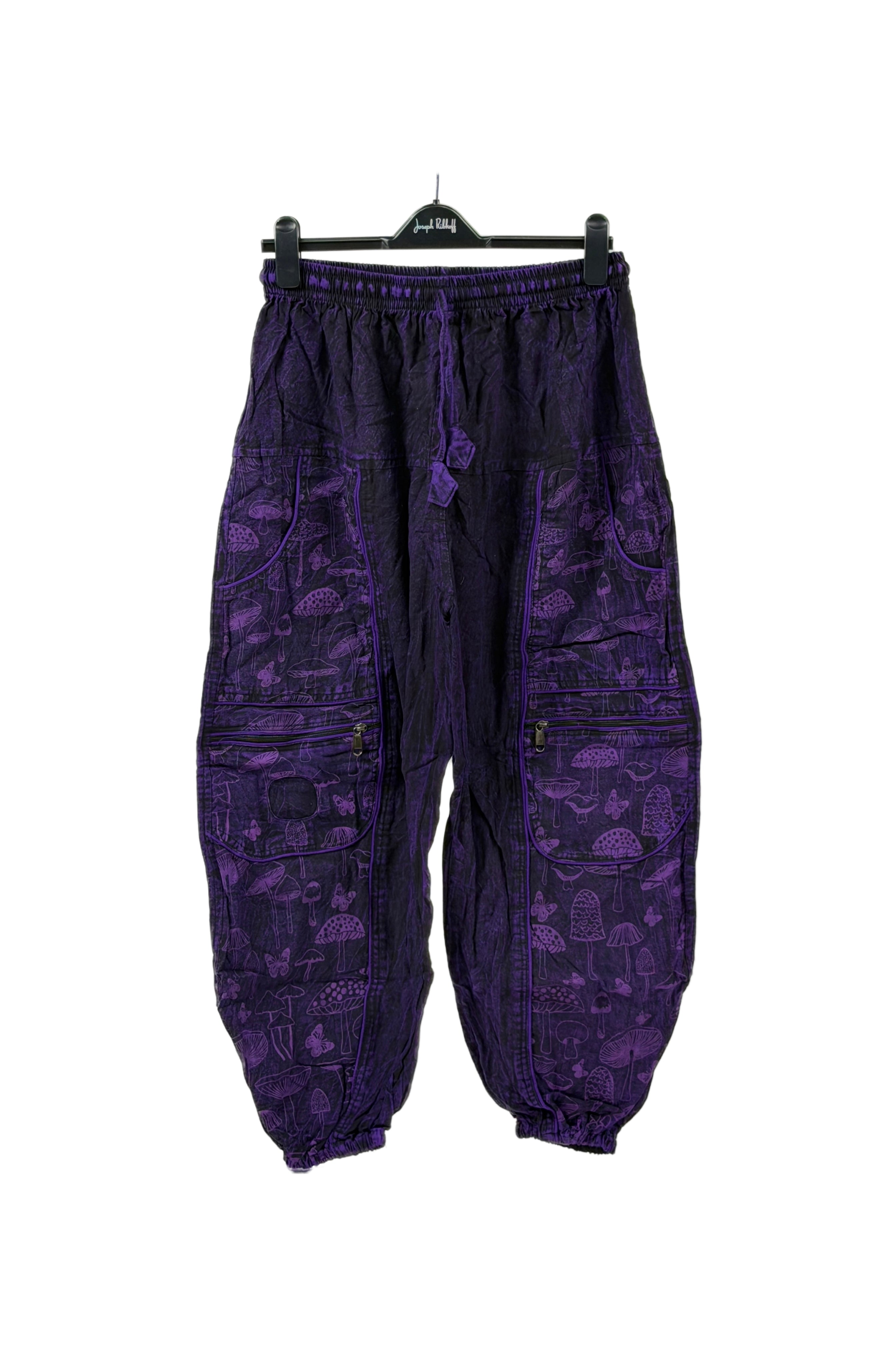Boho Mushroom cotton Harem Pants – Acid Wash Cargo Joggers