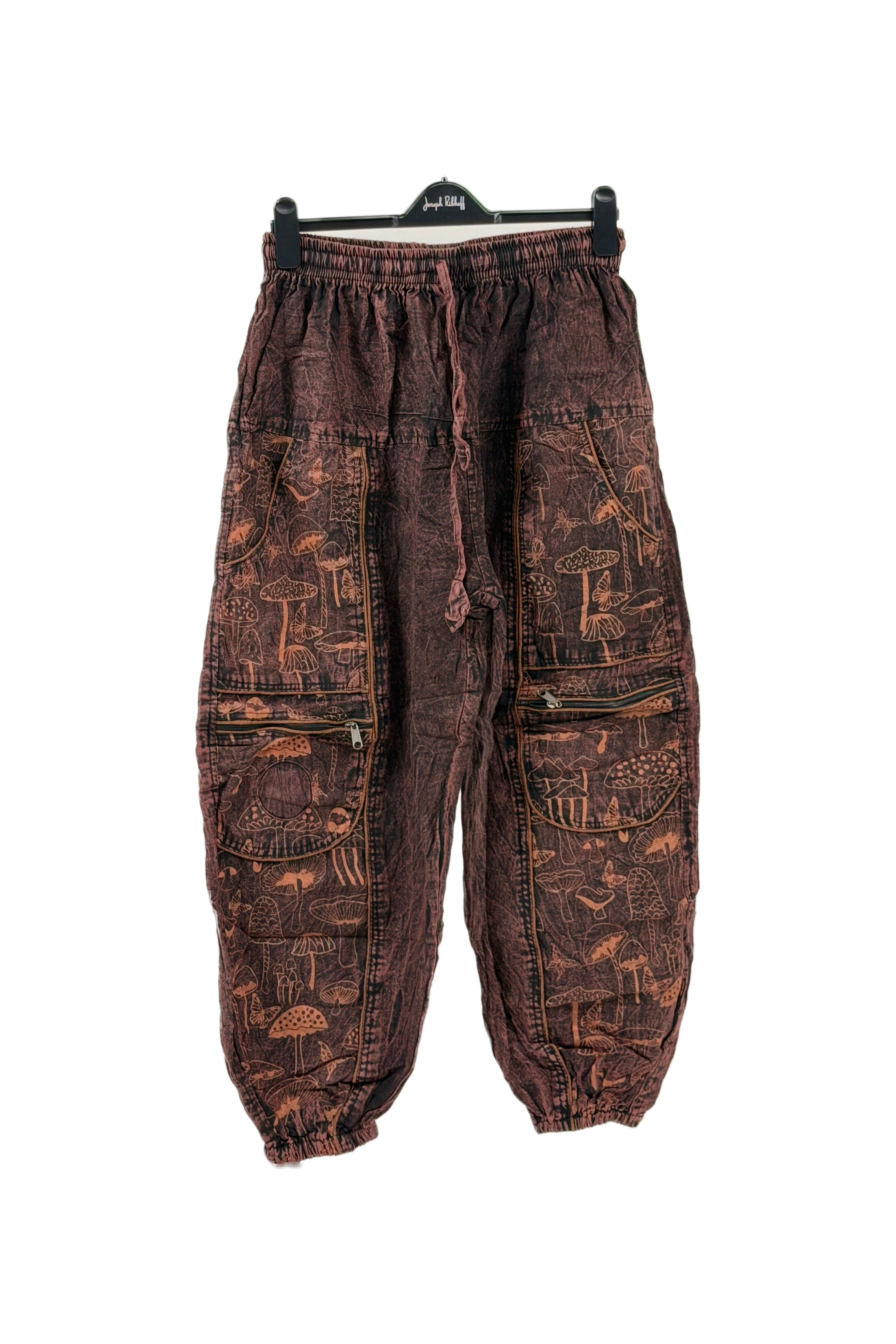 Boho Mushroom cotton Harem Pants – Acid Wash Cargo Joggers