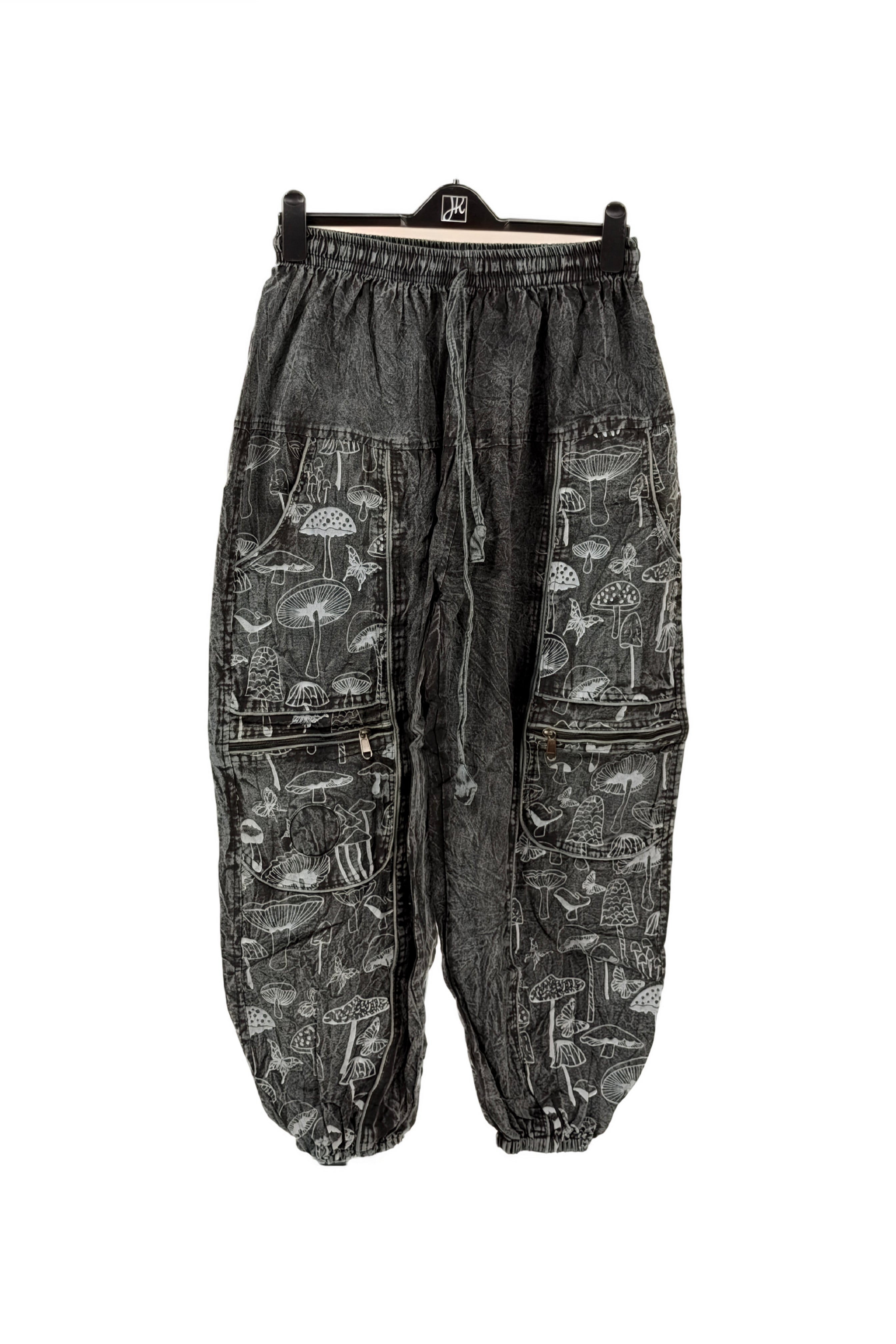 Boho Mushroom cotton Harem Pants – Acid Wash Cargo Joggers