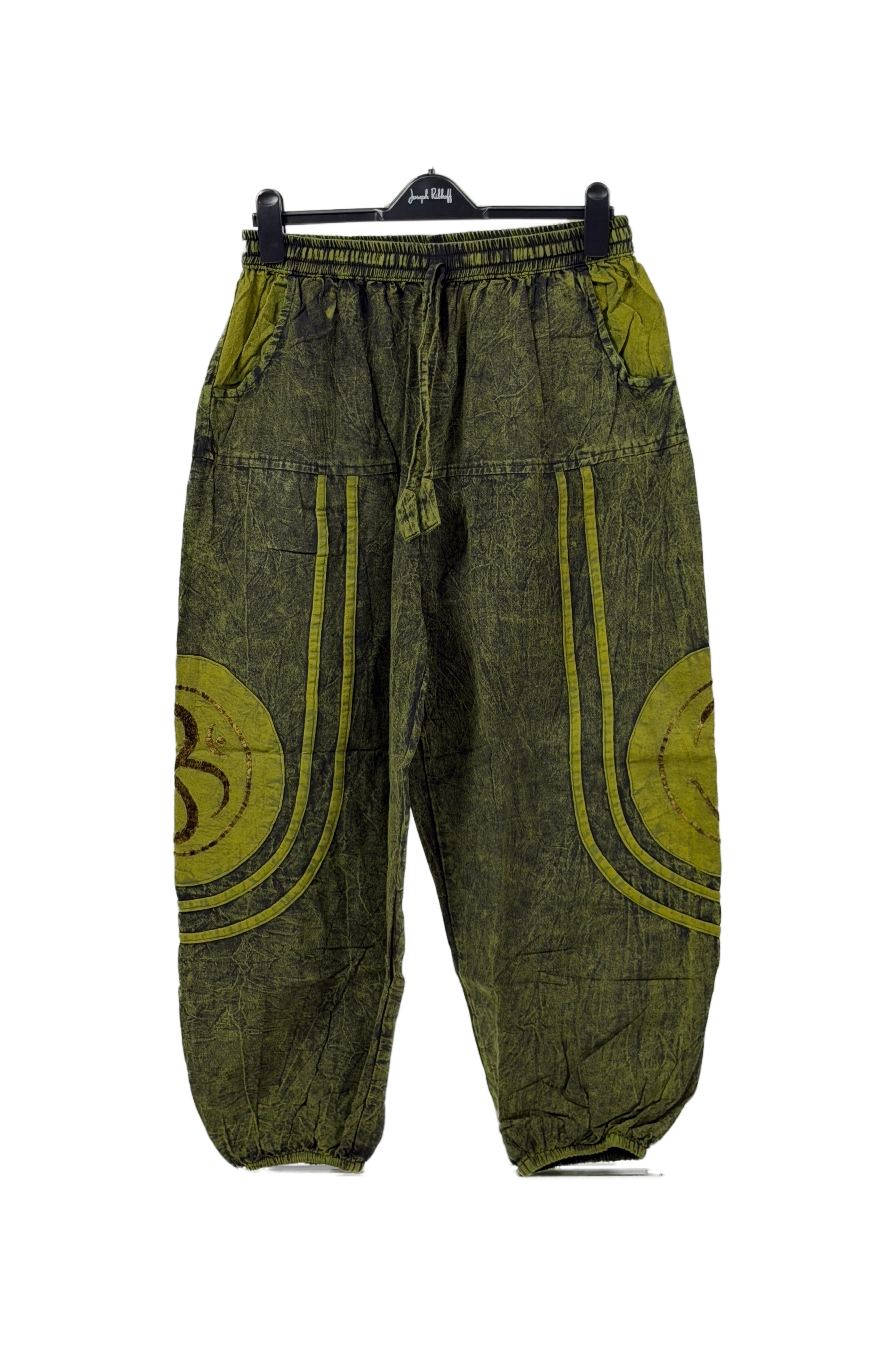 Boho Om Symbol Cotton Harem Pants – Acid Wash Yoga Joggers