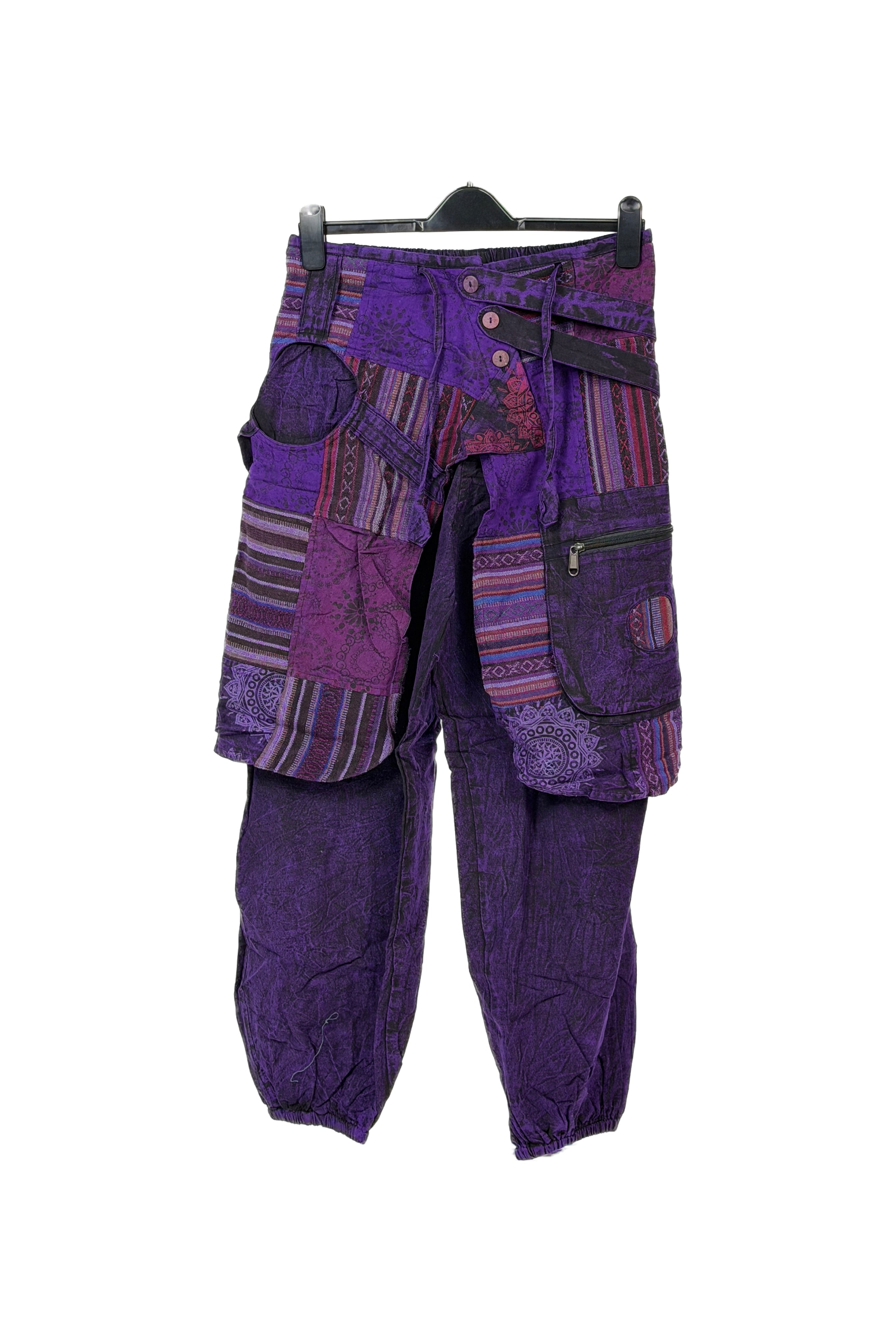 Boho Celestial Sun & Moon Cotton Harem Pants – Acid Wash Festival Joggers