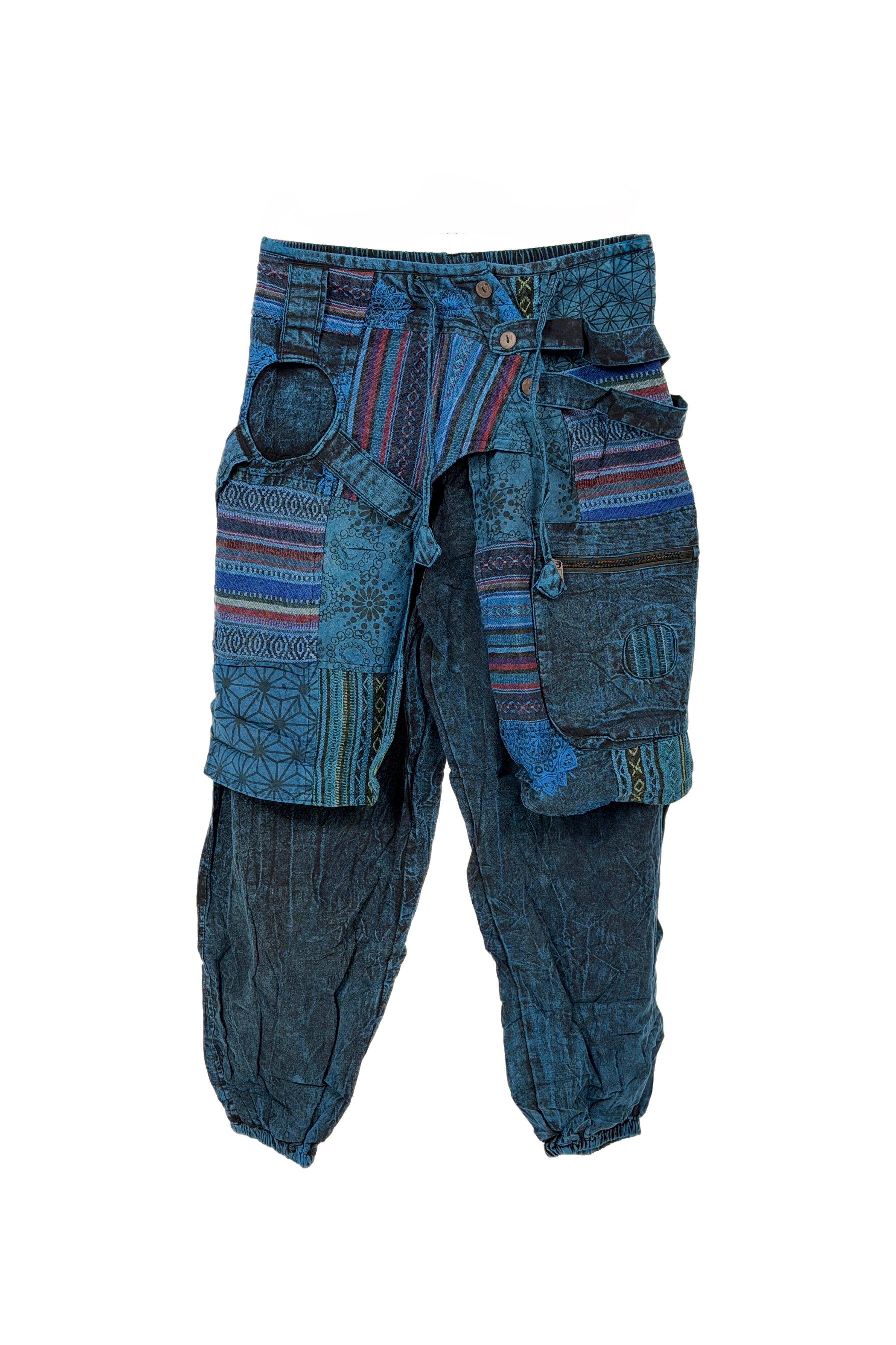 Boho Celestial Sun & Moon Cotton Harem Pants – Acid Wash Festival Joggers