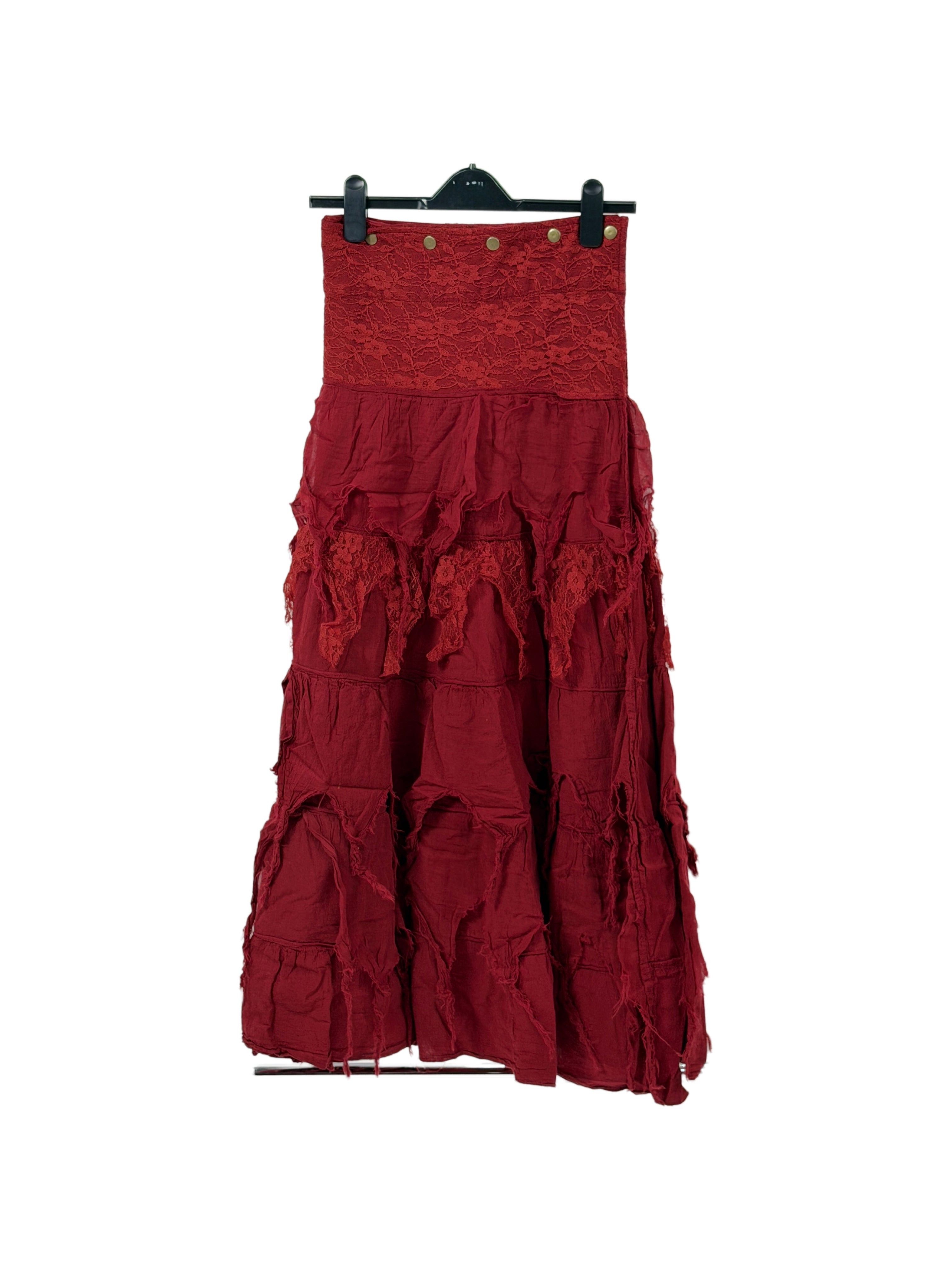 Himalayan Moon Button-Wrap Cotton Skirt