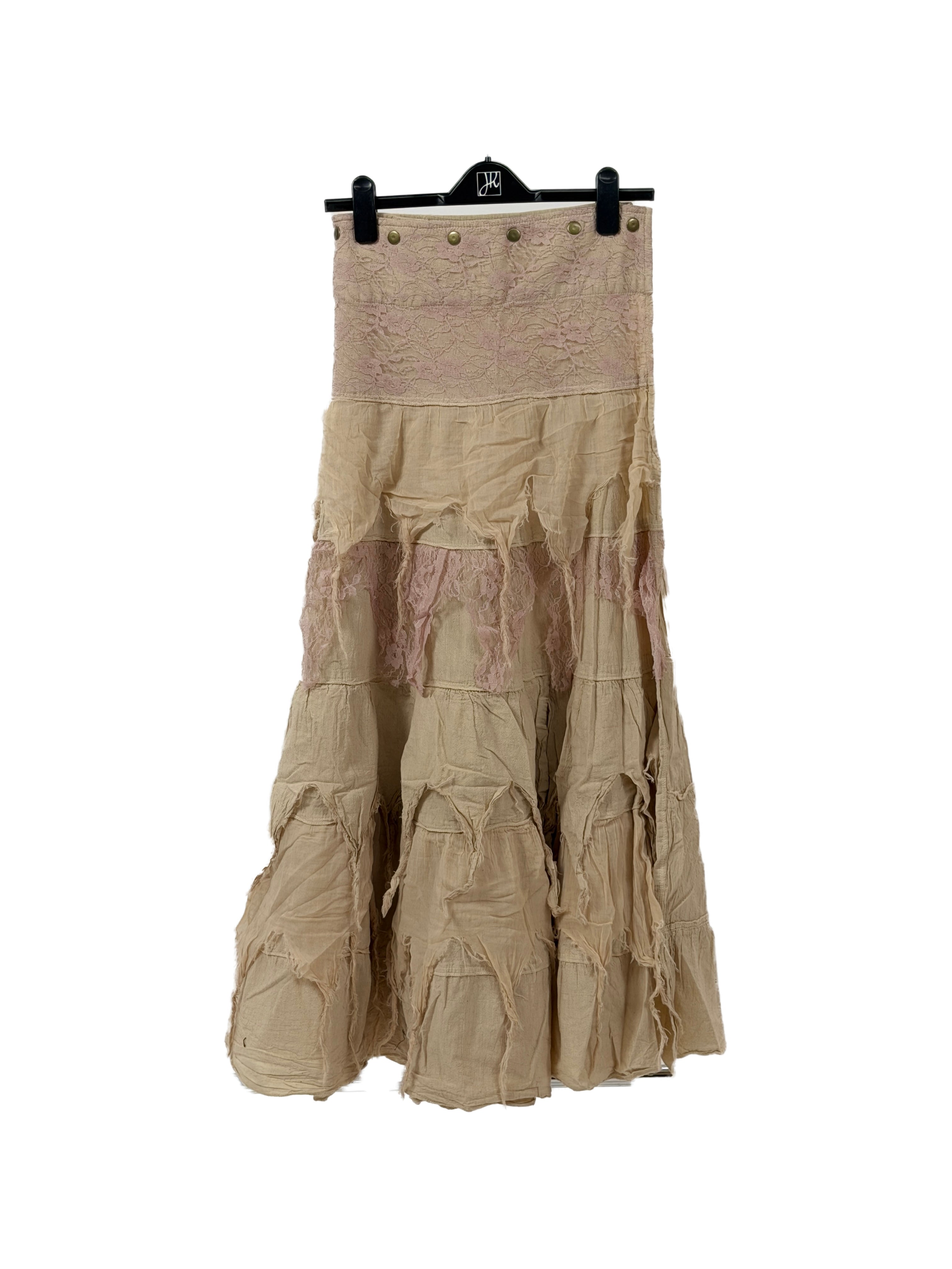 Himalayan Moon Button-Wrap Cotton Skirt